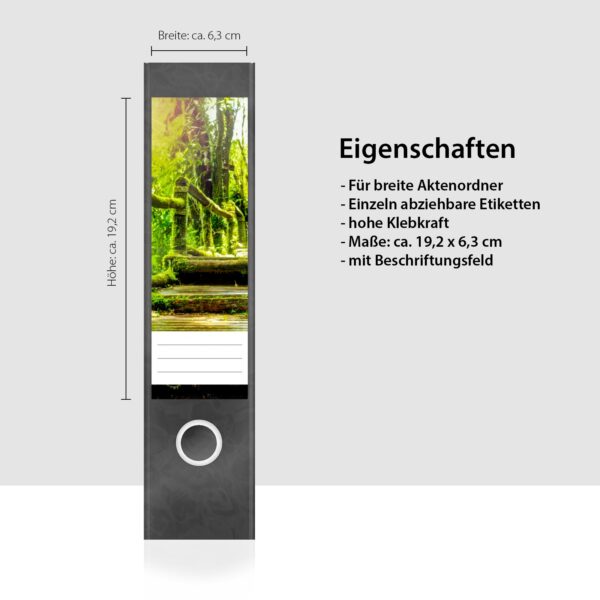 Etiketten für Ordner | Mystische Treppe | 4 breite Aufkleber für Ordnerrücken | Selbstklebende Design Ordneretiketten Rückenschilder