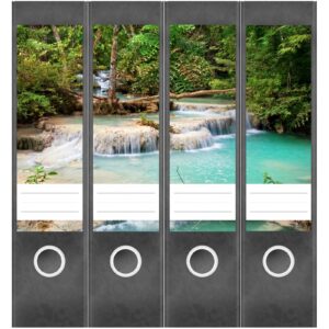 Etiketten für Ordner | Oase im Wald | 4 breite Aufkleber für Ordnerrücken | Selbstklebende Design Ordneretiketten Rückenschilder