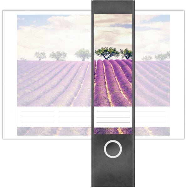 Etiketten für Ordner | Lavendel Feld Frankreich | 4 breite Aufkleber für Ordnerrücken | Selbstklebende Design Ordneretiketten Rückenschilder