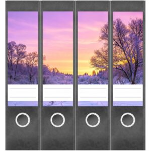 Etiketten für Ordner | Schnee im Winter | 4 breite Aufkleber für Ordnerrücken | Selbstklebende Design Ordneretiketten Rückenschilder