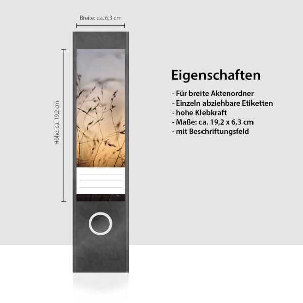 Etiketten für Ordner | Sommerabend | 4 breite Aufkleber für Ordnerrücken | Selbstklebende Design Ordneretiketten Rückenschilder