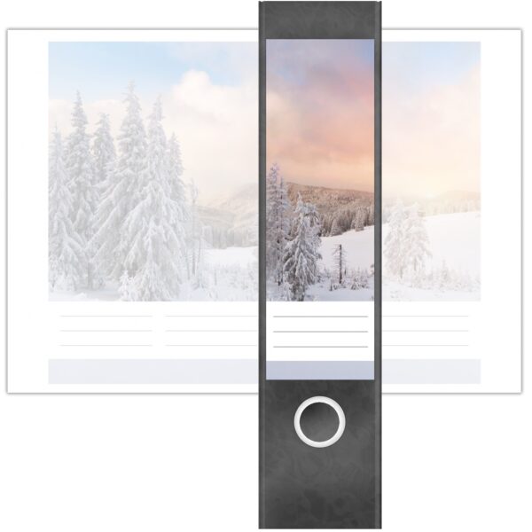 Etiketten für Ordner | Winterwald Winter | 4 breite Aufkleber für Ordnerrücken | Selbstklebende Design Ordneretiketten Rückenschilder
