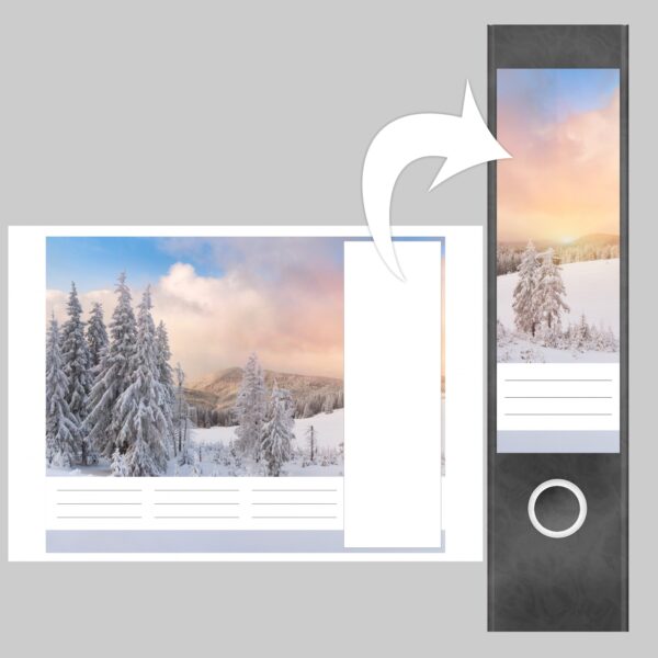 Etiketten für Ordner | Winterwald Winter | 4 breite Aufkleber für Ordnerrücken | Selbstklebende Design Ordneretiketten Rückenschilder