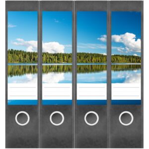Etiketten für Ordner | See am Wald 2 | 4 breite Aufkleber für Ordnerrücken | Selbstklebende Design Ordneretiketten Rückenschilder