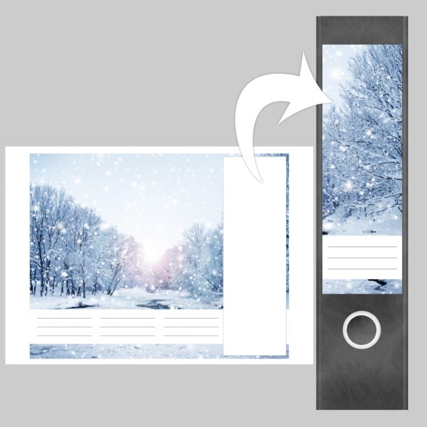 Etiketten für Ordner | Schneezauber | 4 breite Aufkleber für Ordnerrücken | Selbstklebende Design Ordneretiketten Rückenschilder