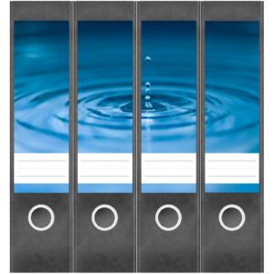 Etiketten für Ordner | Wassertropfen | 4 breite Aufkleber für Ordnerrücken | Selbstklebende Design Ordneretiketten Rückenschilder