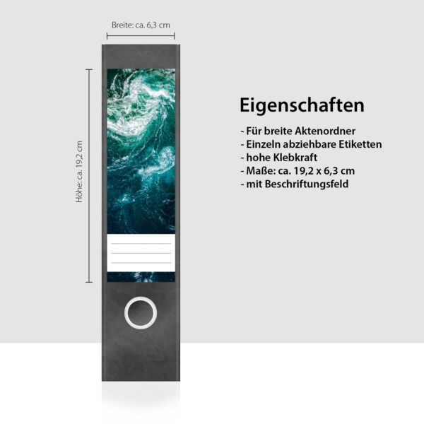 Etiketten für Ordner | Ozean von oben 4 | 4 breite Aufkleber für Ordnerrücken | Selbstklebende Design Ordneretiketten Rückenschilder