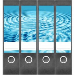Etiketten für Ordner | Wellen im Wasser | 4 breite Aufkleber für Ordnerrücken | Selbstklebende Design Ordneretiketten Rückenschilder