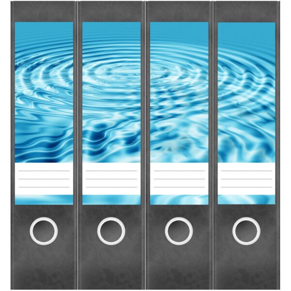 Etiketten für Ordner | Wellen im Wasser | 4 breite Aufkleber für Ordnerrücken | Selbstklebende Design Ordneretiketten Rückenschilder