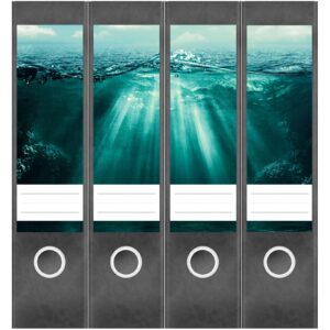 Etiketten für Ordner | Wasserwelt | 4 breite Aufkleber für Ordnerrücken | Selbstklebende Design Ordneretiketten Rückenschilder