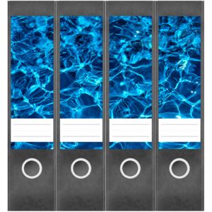 Etiketten für Ordner | Pool | 4 breite Aufkleber für Ordnerrücken | Selbstklebende Design Ordneretiketten Rückenschilder