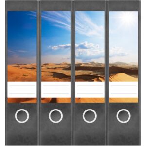 Etiketten für Ordner | Wüste und Himmel | 4 breite Aufkleber für Ordnerrücken | Selbstklebende Design Ordneretiketten Rückenschilder