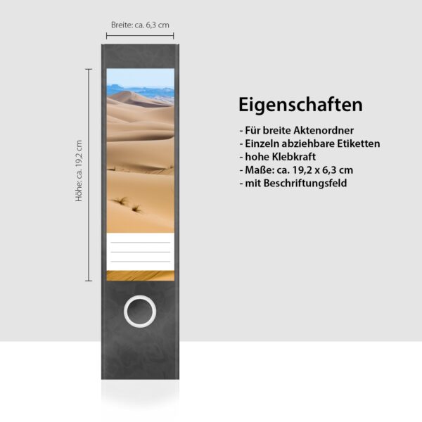 Etiketten für Ordner | Wüste 2 | 4 breite Aufkleber für Ordnerrücken | Selbstklebende Design Ordneretiketten Rückenschilder