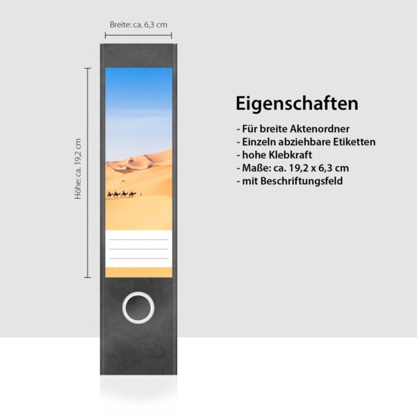 Etiketten für Ordner | Wüste 4 | 4 breite Aufkleber für Ordnerrücken | Selbstklebende Design Ordneretiketten Rückenschilder