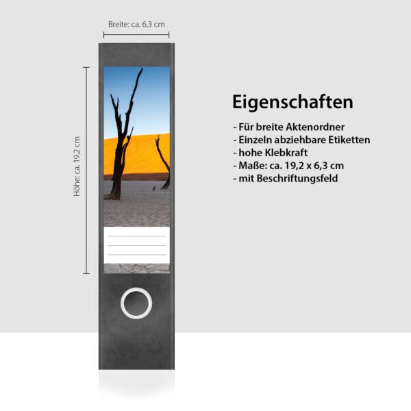 Etiketten für Ordner | Wüste Afrika | 4 breite Aufkleber für Ordnerrücken | Selbstklebende Design Ordneretiketten Rückenschilder
