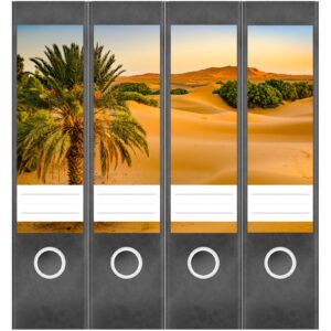 Etiketten für Ordner | Oase in der Wüste | 4 breite Aufkleber für Ordnerrücken | Selbstklebende Design Ordneretiketten Rückenschilder