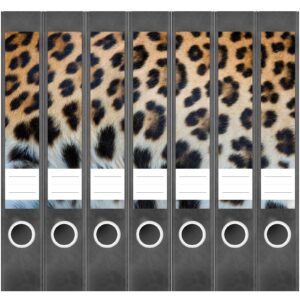 Etiketten für Ordner | Animal Print Leopard 2 | 7 Aufkleber für schmale Ordnerrücken | Selbstklebende Design Ordneretiketten Rückenschilder