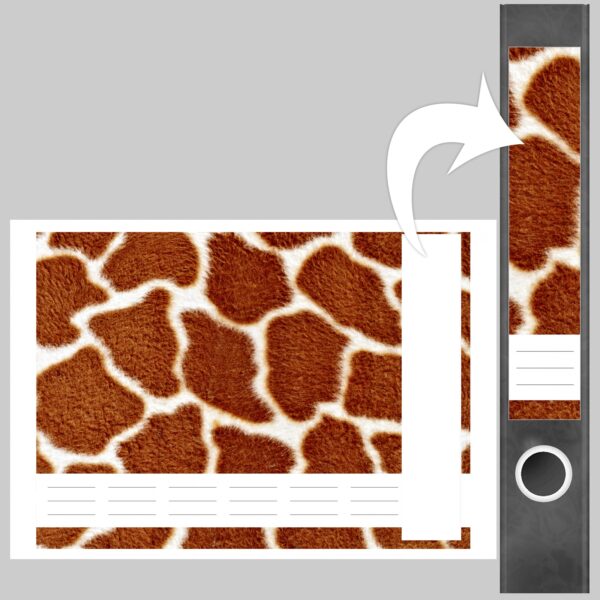 Etiketten für Ordner | Animal Print Giraffe 2 | 7 Aufkleber für schmale Ordnerrücken | Selbstklebende Design Ordneretiketten Rückenschilder