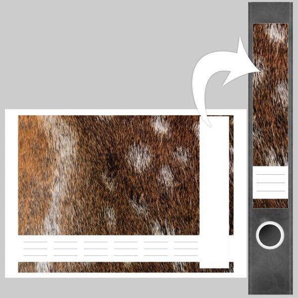 Etiketten für Ordner | Tier Fell Reh | 7 Aufkleber für schmale Ordnerrücken | Selbstklebende Design Ordneretiketten Rückenschilder