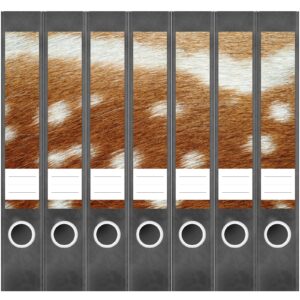 Etiketten für Ordner | Tier Fell Reh 2 | 7 Aufkleber für schmale Ordnerrücken | Selbstklebende Design Ordneretiketten Rückenschilder