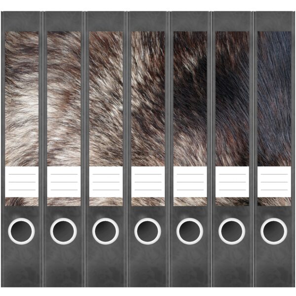 Etiketten für Ordner | Tier Fell Optik 3 | 7 Aufkleber für schmale Ordnerrücken | Selbstklebende Design Ordneretiketten Rückenschilder
