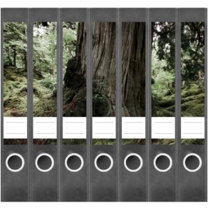 Etiketten für Ordner | Mytischer Baum | 7 Aufkleber für schmale Ordnerrücken | Selbstklebende Design Ordneretiketten Rückenschilder