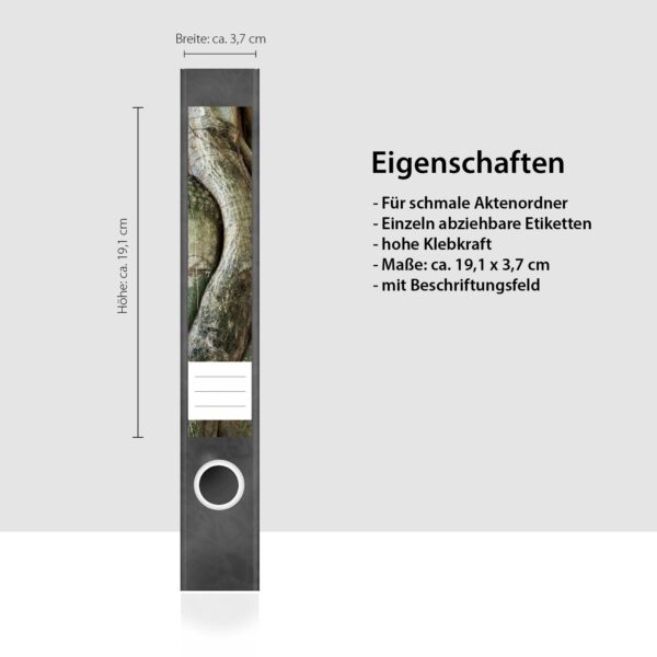 Etiketten für Ordner | Kunst im Baum | 7 Aufkleber für schmale Ordnerrücken | Selbstklebende Design Ordneretiketten Rückenschilder