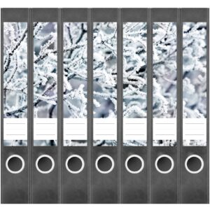 Etiketten für Ordner | Baum im Winter | 7 Aufkleber für schmale Ordnerrücken | Selbstklebende Design Ordneretiketten Rückenschilder