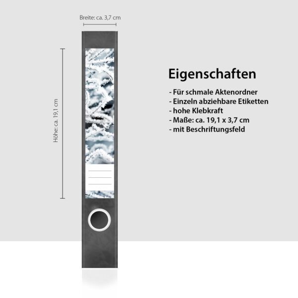 Etiketten für Ordner | Baum im Winter | 7 Aufkleber für schmale Ordnerrücken | Selbstklebende Design Ordneretiketten Rückenschilder