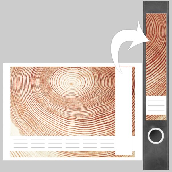 Etiketten für Ordner | Jahresringe Baum | 7 Aufkleber für schmale Ordnerrücken | Selbstklebende Design Ordneretiketten Rückenschilder