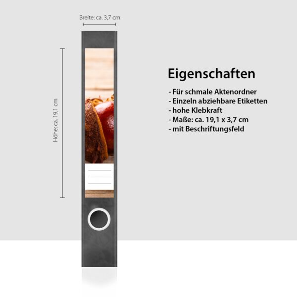 Etiketten für Ordner | Kastanie Herbst | 7 Aufkleber für schmale Ordnerrücken | Selbstklebende Design Ordneretiketten Rückenschilder