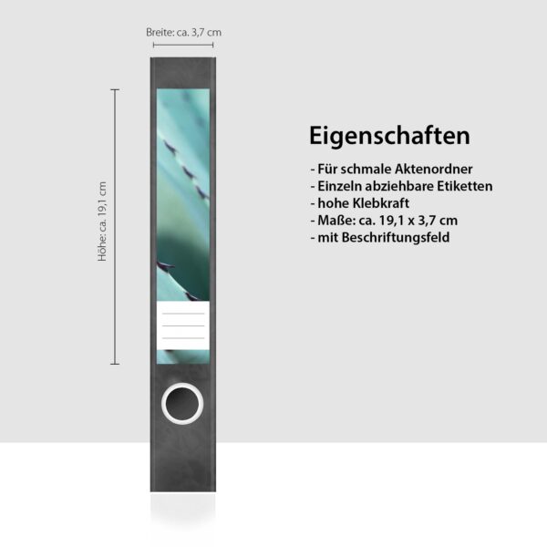 Etiketten für Ordner | Kaktus Blätter | 7 Aufkleber für schmale Ordnerrücken | Selbstklebende Design Ordneretiketten Rückenschilder