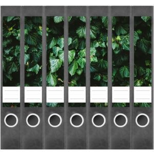 Etiketten für Ordner | Efeu | 7 Aufkleber für schmale Ordnerrücken | Selbstklebende Design Ordneretiketten Rückenschilder