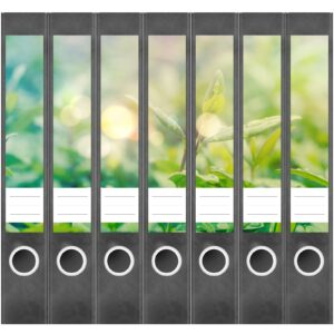 Etiketten für Ordner | Blätter in der Sonne | 7 Aufkleber für schmale Ordnerrücken | Selbstklebende Design Ordneretiketten Rückenschilder