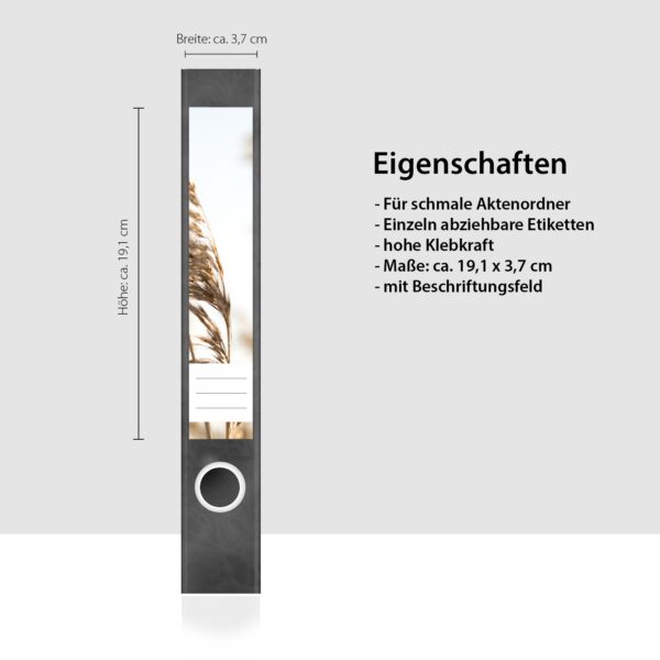 Etiketten für Ordner | Gräser im Wind | 7 Aufkleber für schmale Ordnerrücken | Selbstklebende Design Ordneretiketten Rückenschilder