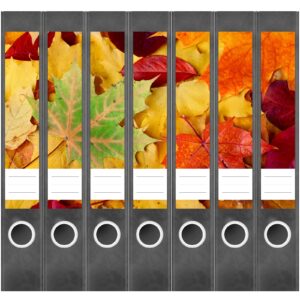 Etiketten für Ordner | Herbst | 7 Aufkleber für schmale Ordnerrücken | Selbstklebende Design Ordneretiketten Rückenschilder