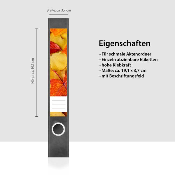 Etiketten für Ordner | Herbst | 7 Aufkleber für schmale Ordnerrücken | Selbstklebende Design Ordneretiketten Rückenschilder