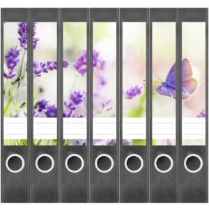 Etiketten für Ordner | Lavendel | 7 Aufkleber für schmale Ordnerrücken | Selbstklebende Design Ordneretiketten Rückenschilder