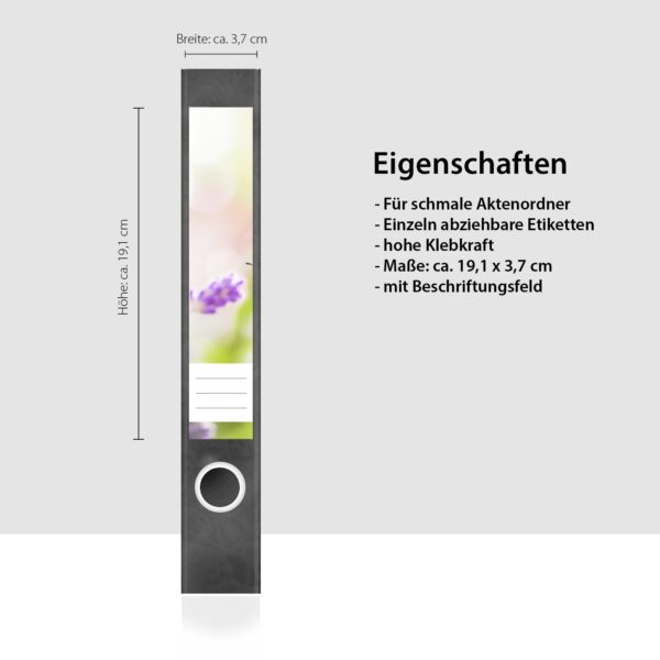 Etiketten für Ordner | Lavendel | 7 Aufkleber für schmale Ordnerrücken | Selbstklebende Design Ordneretiketten Rückenschilder