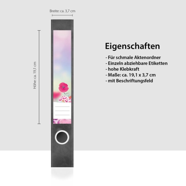 Etiketten für Ordner | Frühlingswiese | 7 Aufkleber für schmale Ordnerrücken | Selbstklebende Design Ordneretiketten Rückenschilder