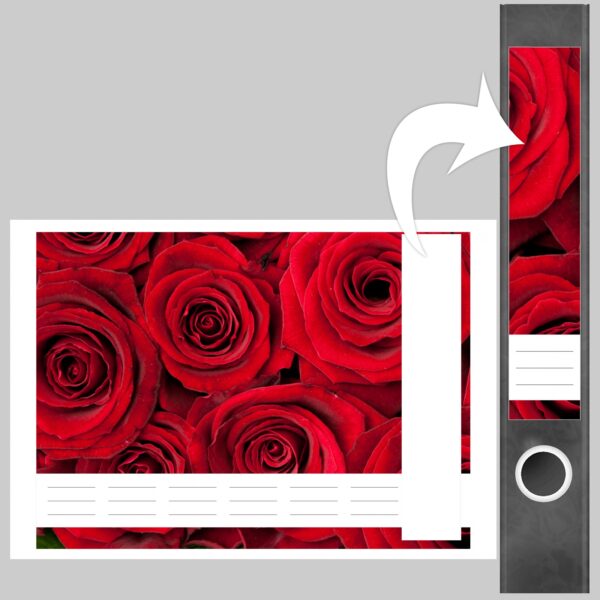 Etiketten für Ordner | Rote Rosen | 7 Aufkleber für schmale Ordnerrücken | Selbstklebende Design Ordneretiketten Rückenschilder