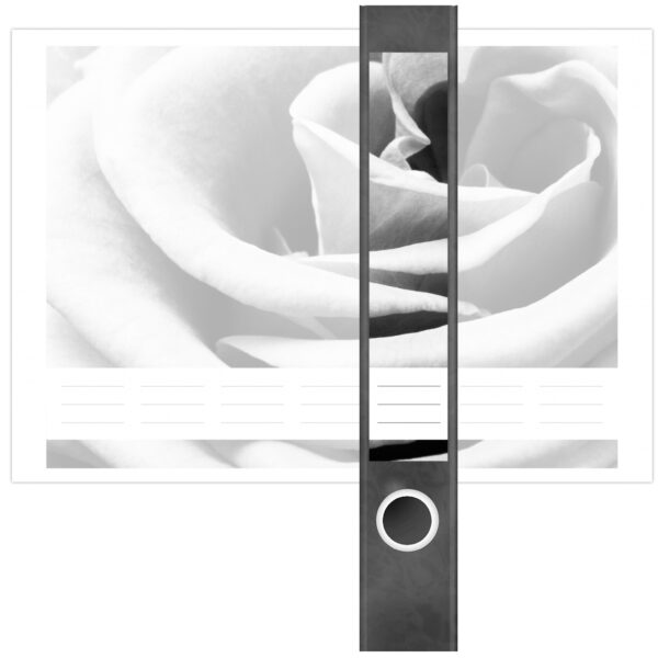 Etiketten für Ordner | Rose schwarz weiß | 7 Aufkleber für schmale Ordnerrücken | Selbstklebende Design Ordneretiketten Rückenschilder