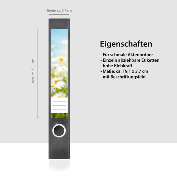 Etiketten für Ordner | Kamille | 7 Aufkleber für schmale Ordnerrücken | Selbstklebende Design Ordneretiketten Rückenschilder