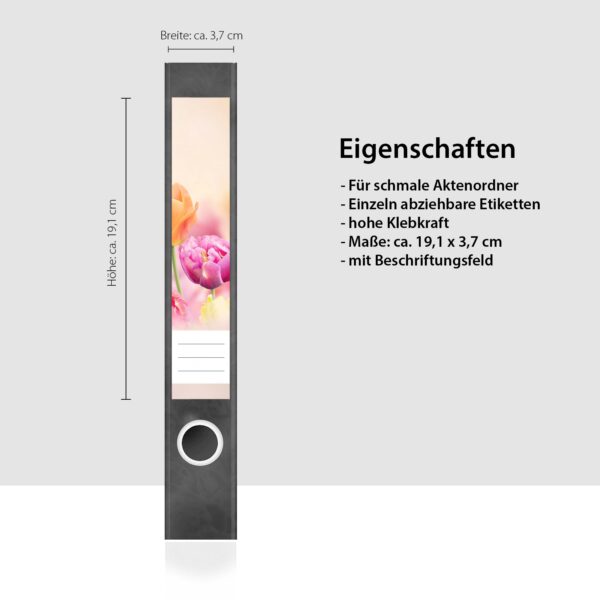 Etiketten für Ordner | Tulpfenfeld | 7 Aufkleber für schmale Ordnerrücken | Selbstklebende Design Ordneretiketten Rückenschilder