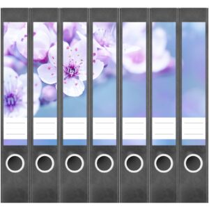 Etiketten für Ordner | Kirschblüten hell | 7 Aufkleber für schmale Ordnerrücken | Selbstklebende Design Ordneretiketten Rückenschilder