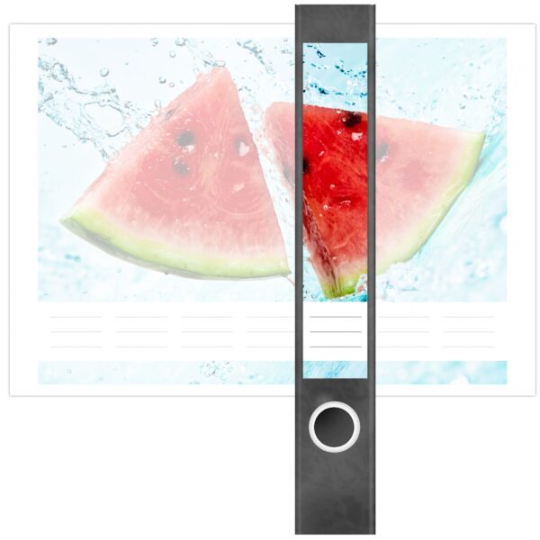Etiketten für Ordner | Melone im Wasser | 7 Aufkleber für schmale Ordnerrücken | Selbstklebende Design Ordneretiketten Rückenschilder