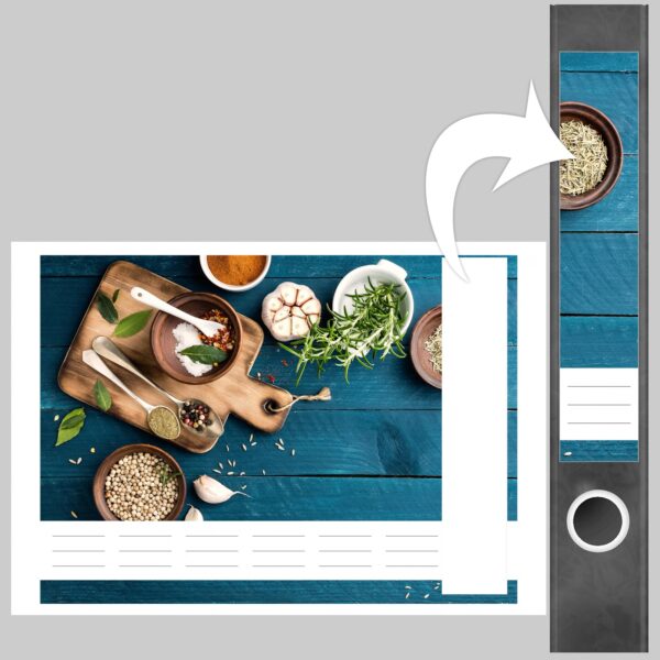 Etiketten für Ordner | Kochen | 7 Aufkleber für schmale Ordnerrücken | Selbstklebende Design Ordneretiketten Rückenschilder