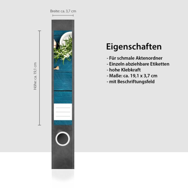 Etiketten für Ordner | Kochen | 7 Aufkleber für schmale Ordnerrücken | Selbstklebende Design Ordneretiketten Rückenschilder
