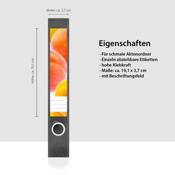 Etiketten für Ordner | Pfirsich | 7 Aufkleber für schmale Ordnerrücken | Selbstklebende Design Ordneretiketten Rückenschilder