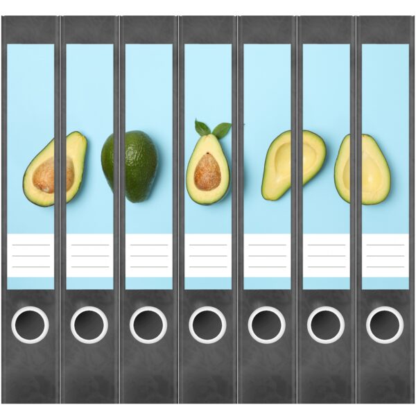 Etiketten für Ordner | Avocado | 7 Aufkleber für schmale Ordnerrücken | Selbstklebende Design Ordneretiketten Rückenschilder